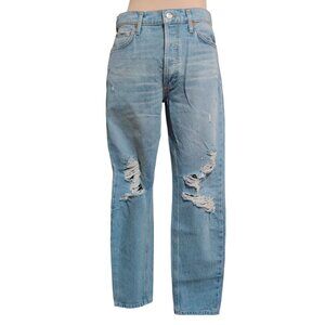 Agolde Womens Jeans Ever More Jamie Hi Rise Classic Distressed Blue Denim Sz 29